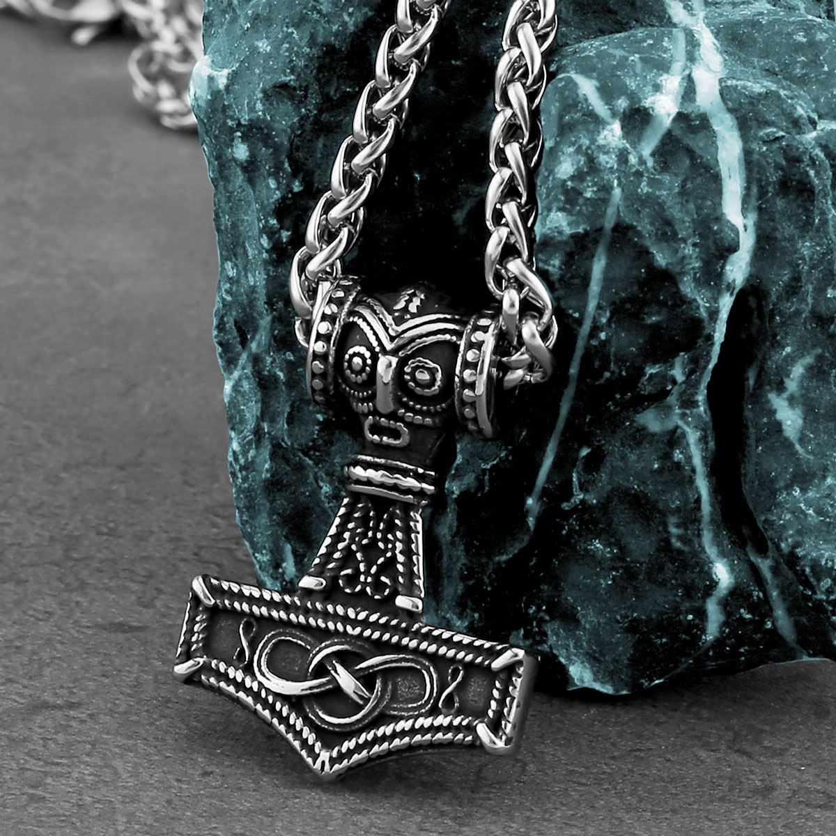 Battle Rope Anchor - Fashion Viking jangkar Mjolnir kalung Stainless