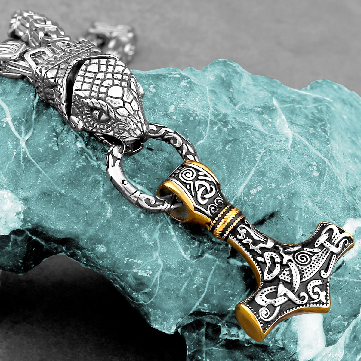 Nordic Odin kepala ular kalung - Battle Rope Anchor ulasan dan harga